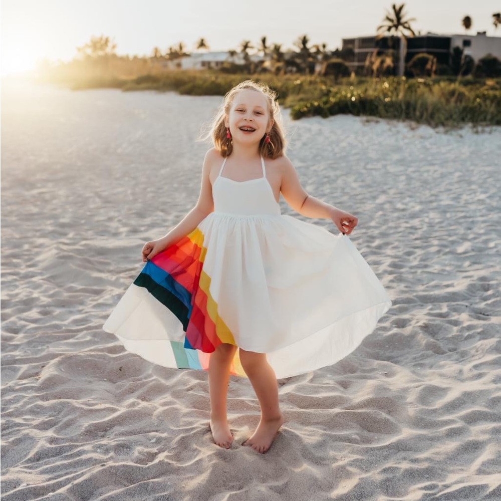 Rainbow high low dress with halter top